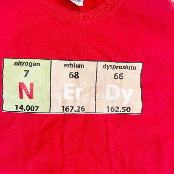 Nerdy Scientific Table Red Graphic Short Sleeve T Shirt Men's Size Small - Picture 4 of 4